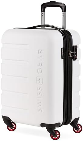 SwissGear 7366 Hardside Expandable Luggage with Spinner Wheels, White, Carry-On 19-Inch