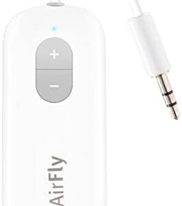 Twelve South AirFly SE | Bluetooth Wireless Audio Transmitter Adapter for AirPods/Headphones, 20+ Hr Battery, Works with 3.5mm aux Jacks on Airplanes, TVs, Gym Equipment, and Travel