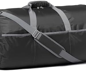 Amazon Basics 32" Extra Large Foldable Duffle Bag for Travel & Storage, with Exterior/Interior Zippered Pockets, Lightweight/Durable Nylon Material, 50-LBS Capacity, 9254 Cubic Inch (150L), Black