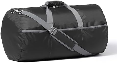 Amazon Basics 32" Extra Large Foldable Duffle Bag for Travel & Storage, with Exterior/Interior Zippered Pockets, Lightweight/Durable Nylon Material, 50-LBS Capacity, 9254 Cubic Inch (150L), Black