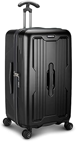 Traveler's Choice Ultimax II 26" Medium Trunk Spinner Luggage, Tie Down Straps, Matte Black, Checked Inch