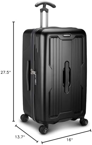 Traveler's Choice Ultimax II 26" Medium Trunk Spinner Luggage, Tie Down Straps, Matte Black, Checked Inch - Image 10