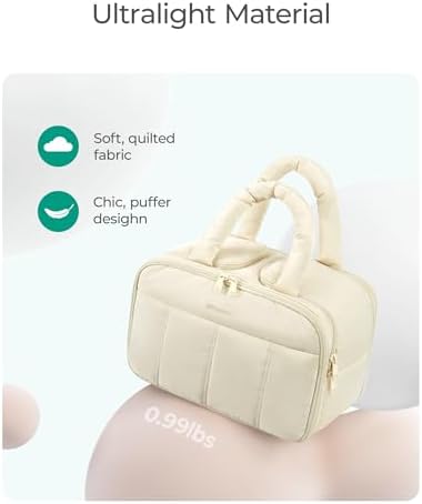 BAGSMART Travel Toiletry Bag, Puffy Large Toiletry Bag for Women, Lightweight Cosmetic Makeup Bag Organizer with Handle for Traveling, Accessories, Essentials, Toiletries (Green) - Image 3