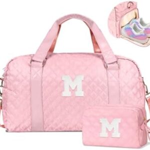 Graduation Gifts, Weekender Bags for Women, Initial Gifts Girls Bag, Sports Gym bag for Girl Teens, Travel Overnight Sleepover Bag, Tween Girls Gift for Kids