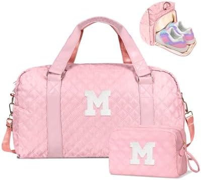 Graduation Gifts, Weekender Bags for Women, Initial Gifts Girls Bag, Sports Gym bag for Girl Teens, Travel Overnight Sleepover Bag, Tween Girls Gift for Kids