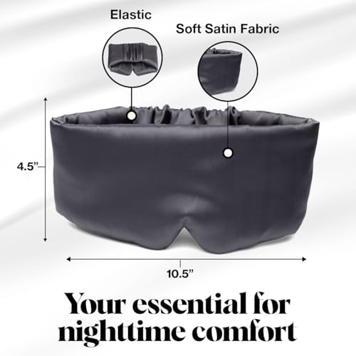 Kitsch Satin Sleep Mask - Eye Mask for Sleep, Softer Than Silk Satin Sleeping Mask Blindfold and Sleep Masks for Women and Men, Eye Care Travel Essentials - Charcoal Black - Image 2