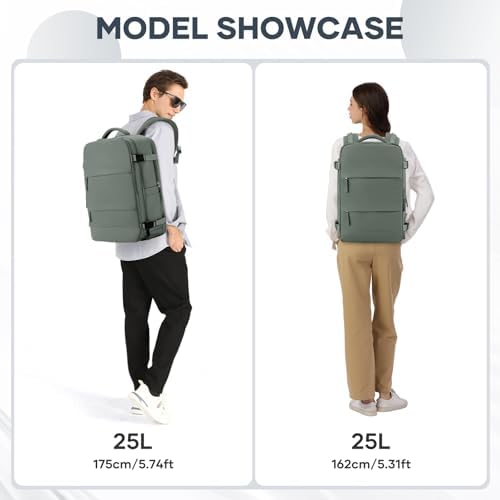 coowoz Large Travel Backpack For Women Men,Carry On Backpack,Hiking Backpack Waterproof Outdoor Sports Rucksack Casual Daypack Travel Essentials(Olive Green) - Image 8