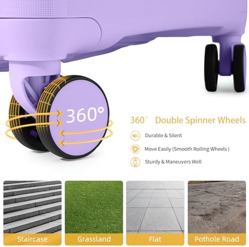 LARVENDER Luggage Sets 3 Piece with Duffel Bag Hardside PP Carry On Suitcase with 360° Spinner Wheels TSA Lock Luggage Sets for Women, Lavender - Image 2