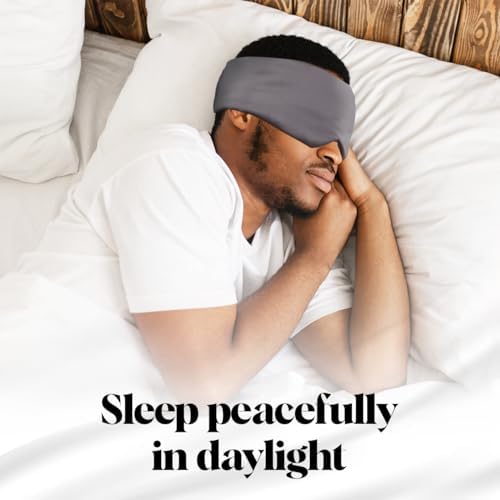 Kitsch Satin Sleep Mask - Eye Mask for Sleep, Softer Than Silk Satin Sleeping Mask Blindfold and Sleep Masks for Women and Men, Eye Care Travel Essentials - Charcoal Black - Image 5