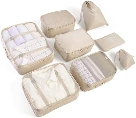 8 Set Packing Cubes for Suitcases Travel Luggage Packing Organizers,Travel Accessories Essentials Luggage Organizer with Shoe/Tioletry/Laundry Bag
