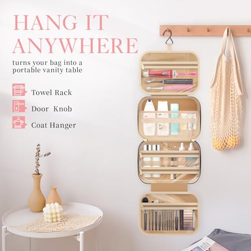 HOTOR Travel Toiletry Bag w/Hanging Hook - Spacious Toiletry Bag Essentials for Women & Men, Makeup Bag/Big Comparment, Waterproof for Travel Accessories, Medium, Black - Image 4