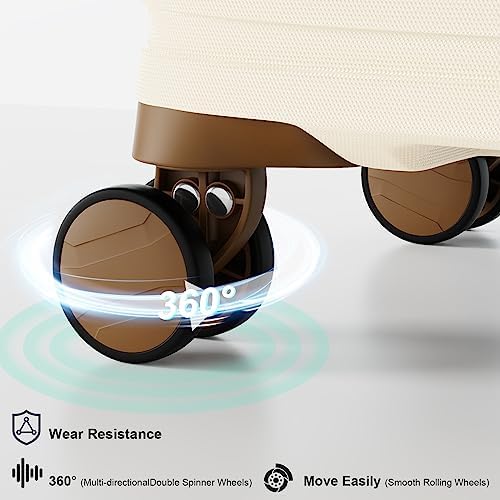 Joyway Carry On Luggage 20 Inch Expandable Suitcase with Spinner Wheel, 4 Piece Hard Shell Luggage Set with TSA Lock(White brown) - Image 7