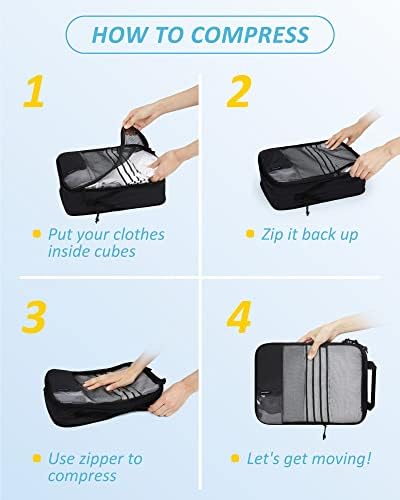 BAGSMART 6 Set Compression Packing Cubes - Lightweight Travel Essentials, Durable Luggage Organizer - Image 5
