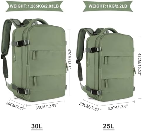 coowoz Large Travel Backpack For Women Men,Carry On Backpack,Hiking Backpack Waterproof Outdoor Sports Rucksack Casual Daypack travel essentials（Gray Green） - Image 2