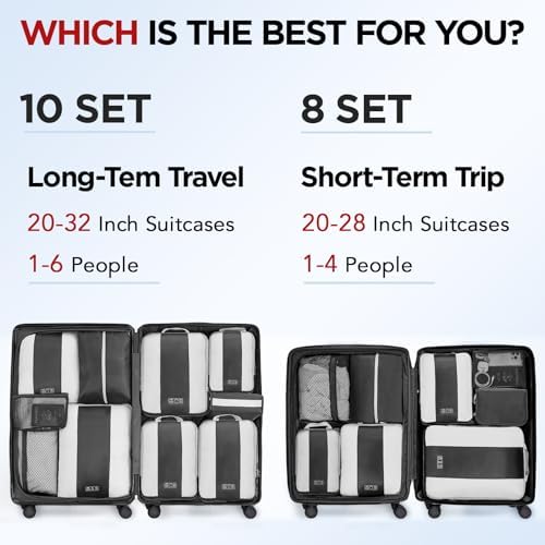 10 Set Compression Packing Cubes for Travel Essentials,Compressible Expandable Packing Cubes for Suitcase,OlarHike Luggage Organizer Bags for Travel,Handy Helper for Organizing Clothes(Black) - Image 8