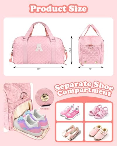 Graduation Gifts, Weekender Bags for Women, Initial Gifts Girls Bag, Sports Gym bag for Girl Teens, Travel Overnight Sleepover Bag, Tween Girls Gift for Kids - Image 6