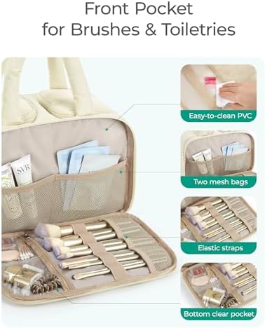 BAGSMART Travel Toiletry Bag, Puffy Large Toiletry Bag for Women, Lightweight Cosmetic Makeup Bag Organizer with Handle for Traveling, Accessories, Essentials, Toiletries (Green) - Image 4