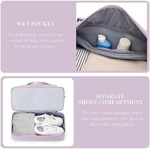 Weekender Bags for Women,Personal Item Travel Bag with Shoes Compartment,Overnight Travel Duffel Bag with Toiletry Bag - Image 5