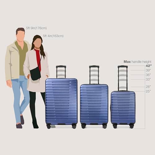 U.S. Traveler Boren Polycarbonate Hardside Rugged Travel Suitcase Luggage with 8 Spinner Wheels, Aluminum Handle, Navy, Checked-Large 30-Inch - Image 7