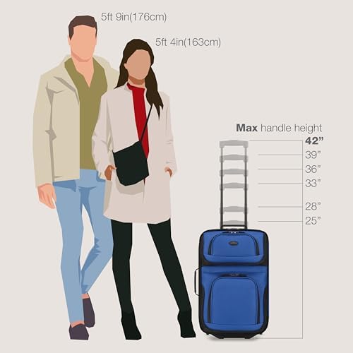 U.S. Traveler Rio Softside Expandable Carry-on Rolling Luggage, Blue, 2 Wheel Set - Image 8