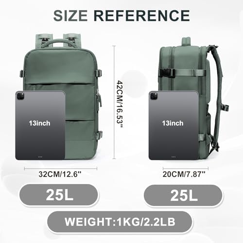 coowoz Large Travel Backpack For Women Men,Carry On Backpack,Hiking Backpack Waterproof Outdoor Sports Rucksack Casual Daypack Travel Essentials(Olive Green) - Image 3