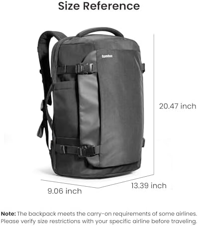 tomtoc Travel Backpack 40L, TSA Friendly Flight Approved Carry-on Luggage Hand Water-resistant Lightweight Business Rucksack, Durable Large Weekender Bag Daypack Fits 17.3 Inch Laptop, PFAS Free - Image 9