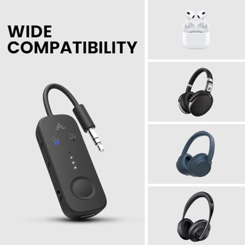 Avantree Relay - Airplane Bluetooth 5.3 Adapter with Qualcomm aptX Adaptive, Supports 2 AirPods or Headphones, 20Hr Playtime, 3.5mm AUX Wireless Audio Transmitter for Travel Flight, Airline, Gym - Image 4