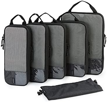 BAGSMART 6 Set Compression Packing Cubes - Lightweight Travel Essentials, Durable Luggage Organizer