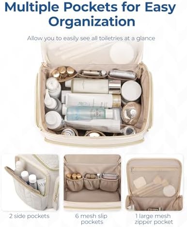 BAGSMART Travel Toiletry Bag, Large Wide-open Travel Bag for Toiletries, Makeup Cosmetic Travel Bag with Handle-Black - Image 3