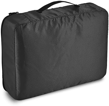 Amazon Basics Lightweight Packing Cubes Travel Organizer Set with Double Zipper, Mesh Top, Durable Polyester, Medium, 4 Piece, Black - Image 4