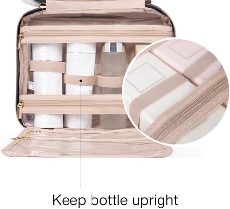 BAGSMART Toiletry Bag Travel Bag with Hanging Hook, Water-resistant Makeup Cosmetic Bag Travel Organizer for Accessories, Shampoo, Full-size Container, Toiletries - Image 3