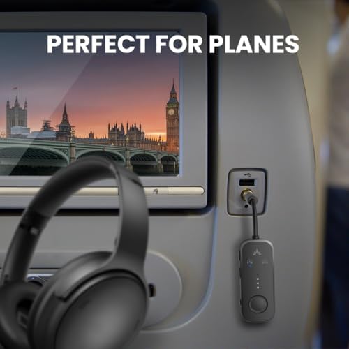 Avantree Relay - Airplane Bluetooth 5.3 Adapter with Qualcomm aptX Adaptive, Supports 2 AirPods or Headphones, 20Hr Playtime, 3.5mm AUX Wireless Audio Transmitter for Travel Flight, Airline, Gym - Image 2