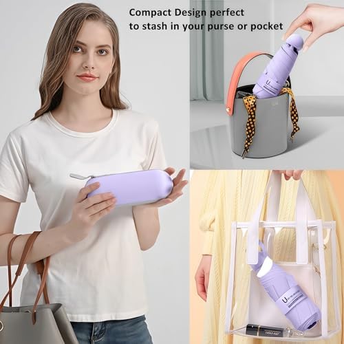 BAODINI Travel Mini Umbrella for Purse With Case Small Compact UV Sun Protection Sun Lightweight Tiny Pocket Umbrella for Women Kids and Men - Image 4