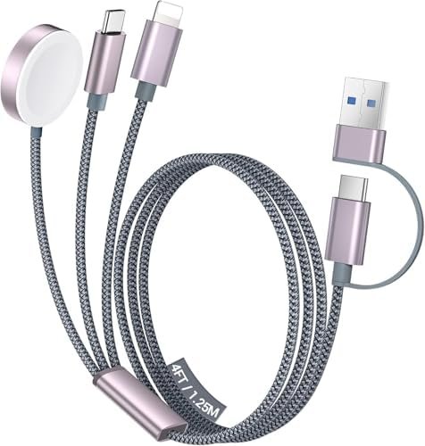 Temdan for Apple Watch Charger,3 in 2 USB C Cable for iPhone 16 Charger/Type C/Lightning,Multi Charging Cable Cord,Portable Travel Essentials Designed for iWatch Ultra/SE/10-1&iPhone 16-12-4FT