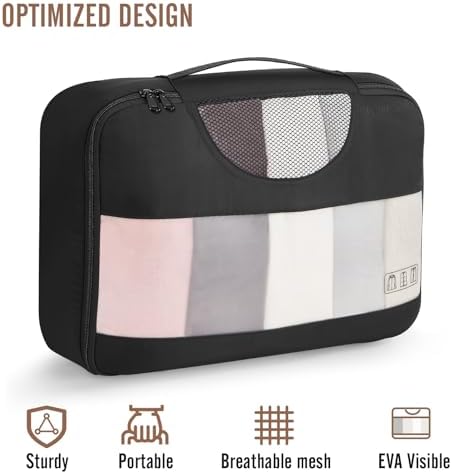 Veken 8 Set Packing Cubes for Travel Essentials, Suitcase Organizer Bags Set for Luggage, Road Trip Travel Accessories in 4 Sizes (Extra Large, Large, Medium, Small), Black - Image 4