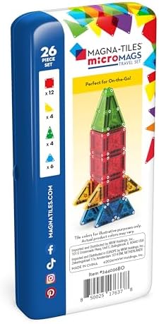 MAGNA-TILES microMAGS 26-Piece Travel Magnetic Construction Set – Bold Colors, The Original Magnetic Building Brand - Image 2