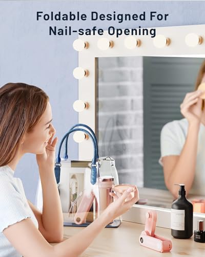 SWEETFULL Portable Handheld Mini Fan with LED Display, 3-in-1 Personal Foldable USB Rechargeable Hand Held Fan & Flashlight for Travel, Lash Eyelash, Cute Small Pocket for Women, Girls - Image 7