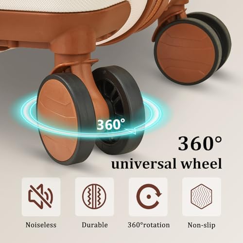 imiomo Hard Shell Luggage Sets 5 Piece for Women, Lightweight Hardside Rolling Suitcase Set with Spinner Wheels and TSA Lock, Beige - Image 3