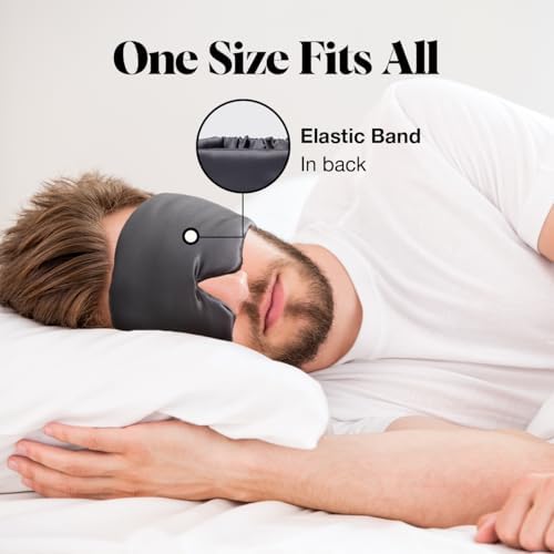 Kitsch Satin Sleep Mask - Eye Mask for Sleep, Softer Than Silk Satin Sleeping Mask Blindfold and Sleep Masks for Women and Men, Eye Care Travel Essentials - Charcoal Black - Image 3