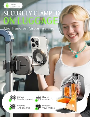 LISEN Airplane Travel Essentials Phone Holder Long Flight Toddler Mini Traveling Essentials Kids Women Handsfree for MagSafe Travel Accessories Europe Vacation Cruise Essentials Phone Camera Mounts - Image 3