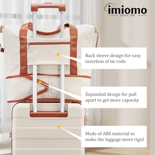imiomo Hard Shell Luggage Sets 5 Piece for Women, Lightweight Hardside Rolling Suitcase Set with Spinner Wheels and TSA Lock, Beige - Image 8