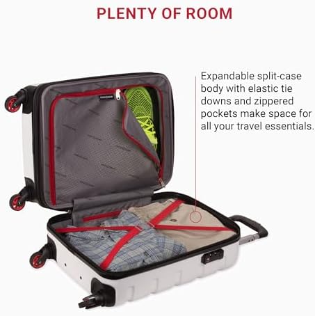 SwissGear 7366 Hardside Expandable Luggage with Spinner Wheels, White, Carry-On 19-Inch - Image 6