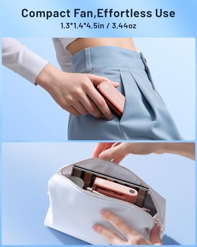 SWEETFULL Portable Handheld Mini Fan with LED Display, 3-in-1 Personal Foldable USB Rechargeable Hand Held Fan & Flashlight for Travel, Lash Eyelash, Cute Small Pocket for Women, Girls - Image 4