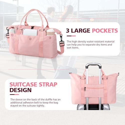 TOPBAG Travel Duffle Bag, Waterproof Weekender Bag Carry On Tote Bags for Women, Duffel Bag Sport Gym Bag for Men, Hospital Bag for Labor and Delivery, Overnight Bag Luggage Bag with Trolley Sleeve - Image 4
