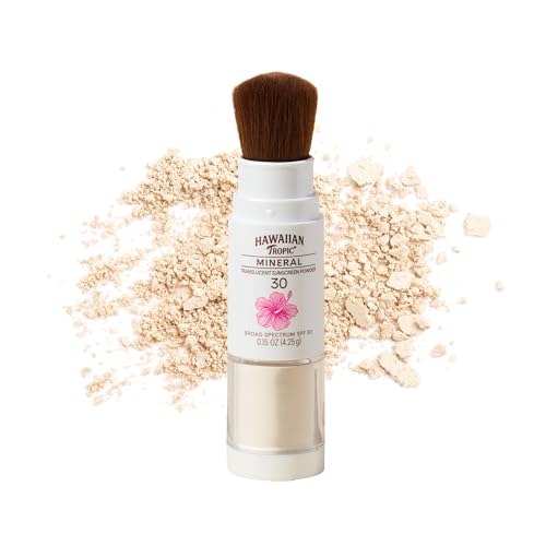 Hawaiian Tropic Mineral Powder Sunscreen Brush SPF 30 | Beach Essentials, Zinc Oxide Mineral Sunscreen Powder SPF, Face Sunblock Travel Size, Brush On Sun Screen Protector for Face and Body, 0.15oz - Image 2