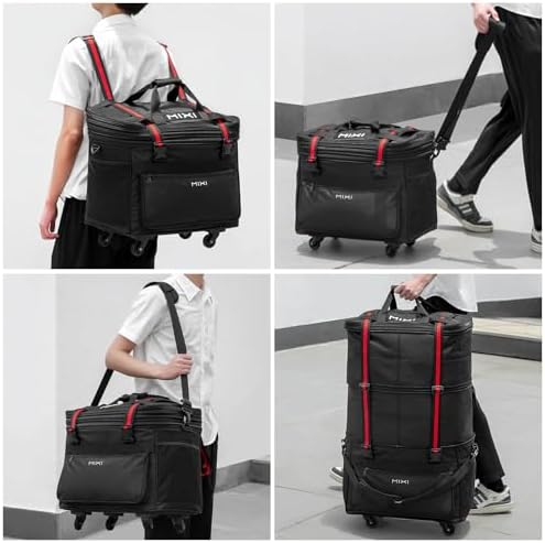 mixi Travel Bag with Wheels Expandable Foldable Luggage Bag Collapsible Rolling Travel Bag Duffel Bag Large Capacity Suitcase for Men Women, Black - Image 4