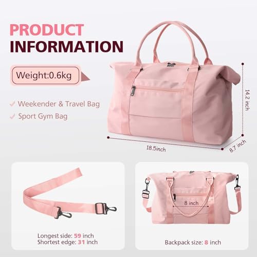 TOPBAG Travel Duffle Bag, Waterproof Weekender Bag Carry On Tote Bags for Women, Duffel Bag Sport Gym Bag for Men, Hospital Bag for Labor and Delivery, Overnight Bag Luggage Bag with Trolley Sleeve - Image 5