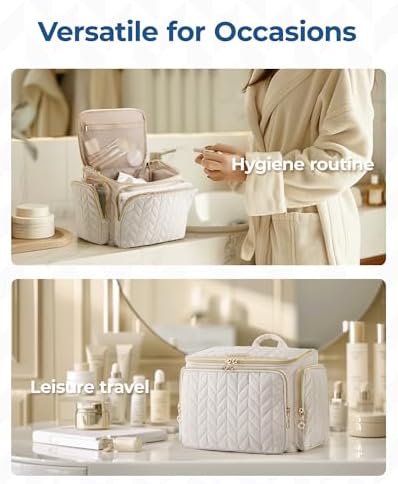 BAGSMART Travel Toiletry Bag, Large Wide-open Travel Bag for Toiletries, Makeup Cosmetic Travel Bag with Handle-Black - Image 6