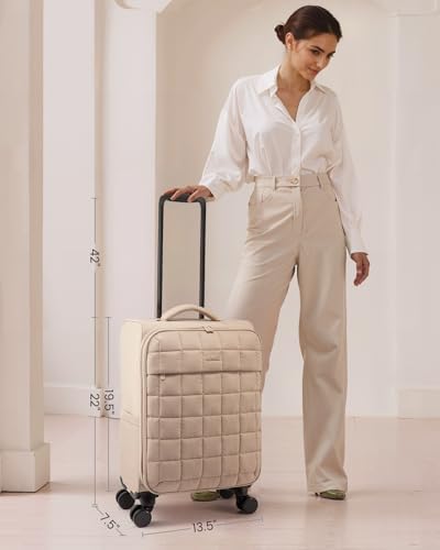 LOVEVOOK Carry On Luggage 22x14x9 Airline Approved, 20 Inch Softside with Wheels, Lightweight Spinner Suitcase with TSA Lock, Water-Resistant Large Capacity for Travel, Khaki - Image 7