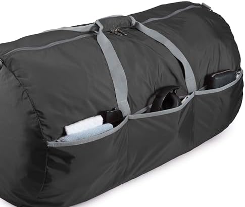 Amazon Basics 32" Extra Large Foldable Duffle Bag for Travel & Storage, with Exterior/Interior Zippered Pockets, Lightweight/Durable Nylon Material, 50-LBS Capacity, 9254 Cubic Inch (150L), Black - Image 5